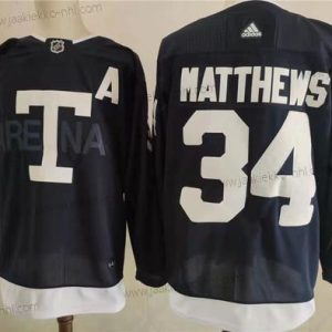 Adidas Miesten Toronto Maple Leafs 34 Auston Matthews Laivastonsininen 2022 NHL Heritage Klassinen Paita