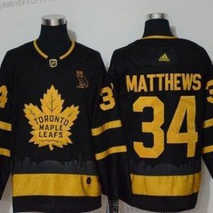 Adidas Miesten Toronto Maple Leafs 34 Auston Matthews Musta Kulta Paita