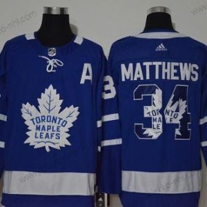 Adidas Miesten Toronto Maple Leafs #34 Auston Matthews Royal Sininen With Maajoukkue Logo Ommeltu NHL Paita