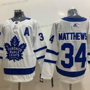 Adidas Miesten Toronto Maple Leafs #34 Auston Matthews Valkoinen With A Patch Ommeltu NHL Paita