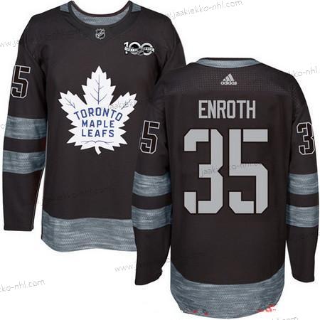 Adidas Miesten Toronto Maple Leafs #35 Jhonas Enroth Musta 100th Vuosipäivä Ommeltu NHL 2017 Jääkiekko Paita