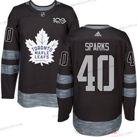 Adidas Miesten Toronto Maple Leafs #40 Garret Sparks Musta 100th Vuosipäivä Ommeltu NHL 2017 Jääkiekko Paita