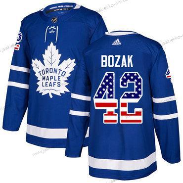 Adidas Miesten Toronto Maple Leafs #42 Tyler Bozak Sininen Kotiottelupaita Aito USA Flag Ommeltu NHL Paita