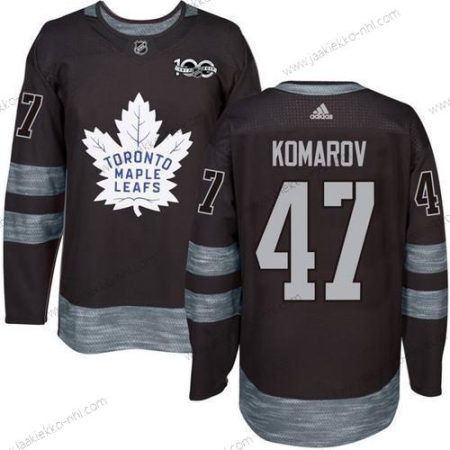 Adidas Miesten Toronto Maple Leafs #47 Leo Komarov Musta 100th Vuosipäivä Ommeltu NHL 2017 Jääkiekko Paita