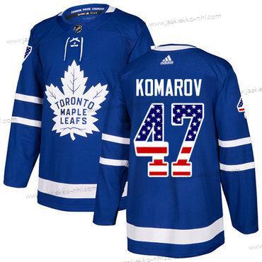 Adidas Miesten Toronto Maple Leafs #47 Leo Komarov Sininen Kotiottelupaita Aito USA Flag Ommeltu NHL Paita