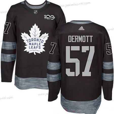 Adidas Miesten Toronto Maple Leafs #57 Travis Dermott Musta 100th Vuosipäivä Ommeltu NHL 2017 Jääkiekko Paita