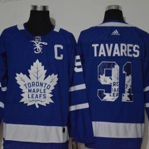 Adidas Miesten Toronto Maple Leafs #91 John Tavares Royal Sininen With Maajoukkue Logo Ommeltu NHL Paita