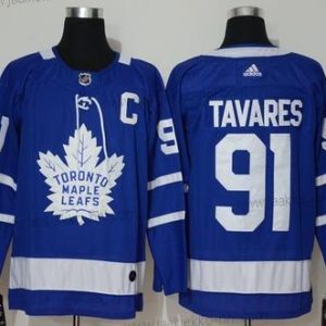 Adidas Miesten Toronto Maple Leafs #91 John Tavares With C Patch Royal Sininen Kotiottelupaita Ommeltu NHL Paita