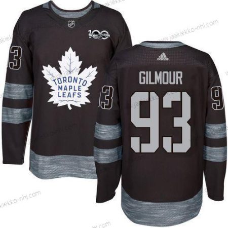 Adidas Miesten Toronto Maple Leafs #93 Doug Gilmour Musta 100th Vuosipäivä Ommeltu NHL 2017 Jääkiekko Paita