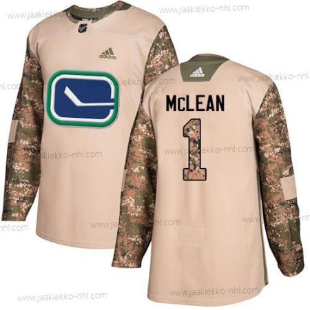 Adidas Miesten Vancouver Canucks #1 Kirk Mclean Maastokuvio Aito 2017 Veterans Day Ommeltu NHL Paita