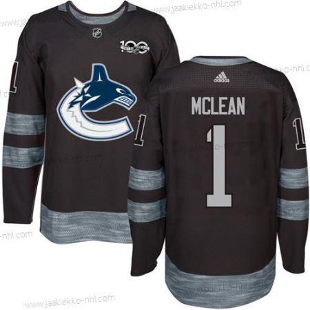 Adidas Miesten Vancouver Canucks #1 Kirk Mclean Musta 100th Vuosipäivä Ommeltu NHL 2017 Jääkiekko Paita