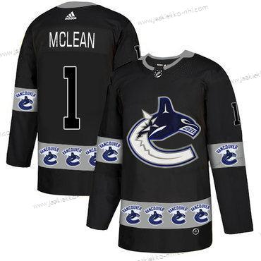 Adidas Miesten Vancouver Canucks #1 Kirk Mclean Musta Maajoukkue Logos Paita