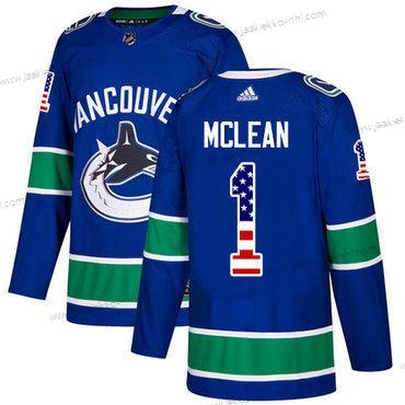 Adidas Miesten Vancouver Canucks #1 Kirk Mclean Sininen Kotiottelupaita Aito USA Flag Ommeltu NHL Paita