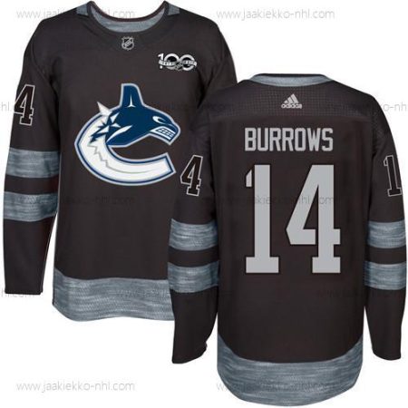 Adidas Miesten Vancouver Canucks #14 Alex Burrows Musta 100th Vuosipäivä Ommeltu NHL 2017 Jääkiekko Paita