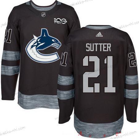 Adidas Miesten Vancouver Canucks #21 Brandon Sutter Musta 100th Vuosipäivä Ommeltu NHL 2017 Jääkiekko Paita