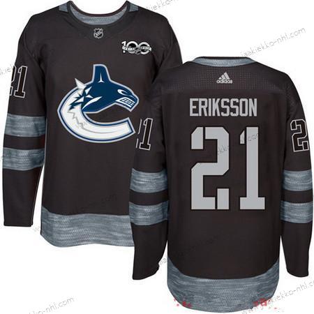 Adidas Miesten Vancouver Canucks #21 Loui Eriksson Musta 100th Vuosipäivä Ommeltu NHL 2017 Jääkiekko Paita