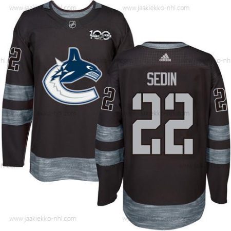 Adidas Miesten Vancouver Canucks #22 Daniel Sedin Musta 100th Vuosipäivä Ommeltu NHL 2017 Jääkiekko Paita