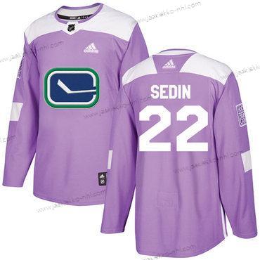 Adidas Miesten Vancouver Canucks #22 Daniel Sedin Violetti Aito Taistelee syöpää vastaan Ommeltu NHL Paita