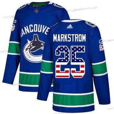 Adidas Miesten Vancouver Canucks #25 Jacob Markstrom Sininen Kotiottelupaita Aito USA Flag Ommeltu NHL Paita