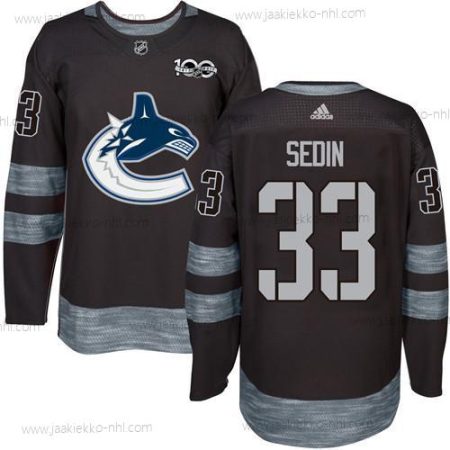 Adidas Miesten Vancouver Canucks #33 Henrik Sedin Musta 100th Vuosipäivä Ommeltu NHL 2017 Jääkiekko Paita