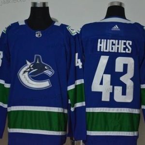 Adidas Miesten Vancouver Canucks #43 Quinn Hughes New Sininen Ommeltu NHL Paita