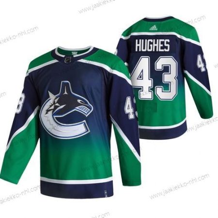 Adidas Miesten Vancouver Canucks #43 Quinn Hughes Vihreä 2020-21 Käänteinen Retro Vaihtopaita NHL Paita