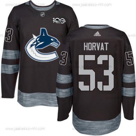 Adidas Miesten Vancouver Canucks #53 Bo Horvat Musta 100th Vuosipäivä Ommeltu NHL 2017 Jääkiekko Paita