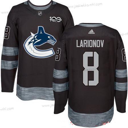 Adidas Miesten Vancouver Canucks #8 Igor Larionov Musta 100th Vuosipäivä Ommeltu NHL 2017 Jääkiekko Paita