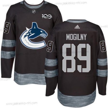 Adidas Miesten Vancouver Canucks #89 Alexander Mogilny Musta 100th Vuosipäivä Ommeltu NHL 2017 Jääkiekko Paita