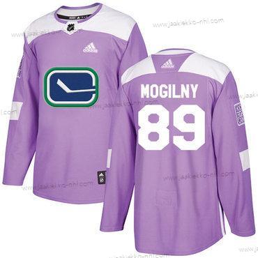 Adidas Miesten Vancouver Canucks #89 Alexander Mogilny Violetti Aito Taistelee syöpää vastaan Ommeltu NHL Paita