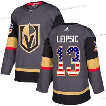 Adidas Miesten Vegas Golden Knights #13 Brendan Leipsic Harmaa Kotiottelupaita Aito USA Flag Ommeltu NHL Paita