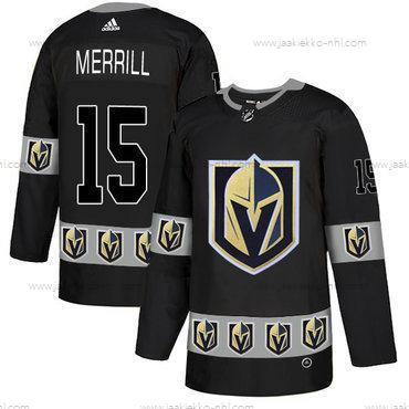 Adidas Miesten Vegas Golden Knights #15 Jon Merrill Musta Maajoukkue Logos Paita