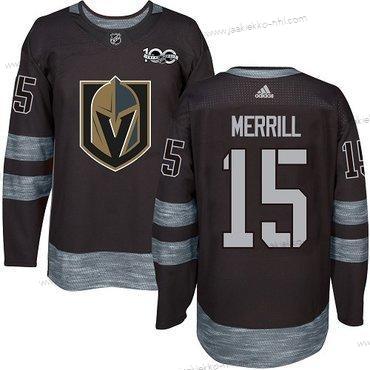 Adidas Miesten Vegas Golden Knights #15 Jon Merrill Premier Musta 1917-2017 100th Vuosipäivä NHL Paita