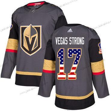 Adidas Miesten Vegas Golden Knights #17 Vegas Strong Harmaa Kotiottelupaita Aito USA Flag Ommeltu NHL Paita