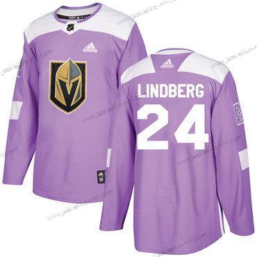 Adidas Miesten Vegas Golden Knights #24 Oscar Lindberg Violetti Aito Taistelee syöpää vastaan Ommeltu NHL Paita