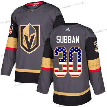 Adidas Miesten Vegas Golden Knights #30 Malcolm Subban Harmaa Kotiottelupaita Aito USA Flag Ommeltu NHL Paita