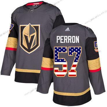 Adidas Miesten Vegas Golden Knights #57 David Perron Harmaa Kotiottelupaita Aito USA Flag Ommeltu NHL Paita