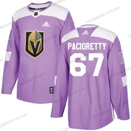 Adidas Miesten Vegas Golden Knights #67 Max Pacioretty Violetti Aito Taistelee syöpää vastaan Ommeltu NHL Paita