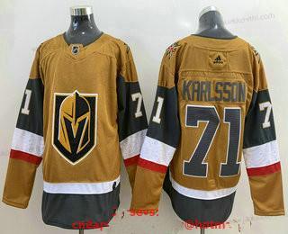 Adidas Miesten Vegas Golden Knights #71 William Karlsson Kulta 2020-21 Vaihtopaita Ommeltu Paita