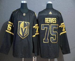 Adidas Miesten Vegas Golden Knights #75 Ryan Reaves Musta Kultaen Ommeltu NHL Paita