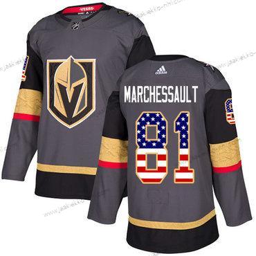 Adidas Miesten Vegas Golden Knights #81 Jonathan Marchessault Harmaa Kotiottelupaita Aito USA Flag Ommeltu NHL Paita