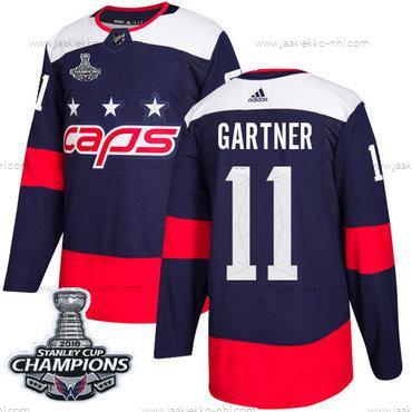 Adidas Miesten Washington Capitals #11 Mike Gartner Laivastonsininen Aito 2018 Stadium Series Stanley Cup Final Champions Ommeltu NHL Paita