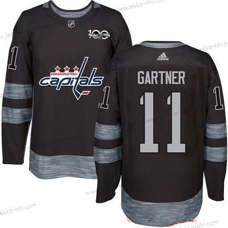 Adidas Miesten Washington Capitals #11 Mike Gartner Musta 100th Vuosipäivä Ommeltu NHL 2017 Jääkiekko Paita