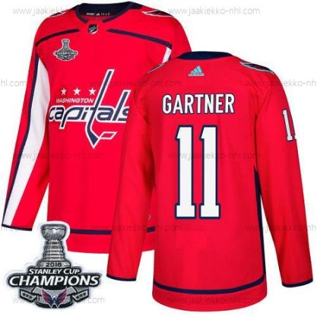 Adidas Miesten Washington Capitals #11 Mike Gartner Punainen Kotiottelupaita Aito Stanley Cup Final Champions Ommeltu NHL Paita