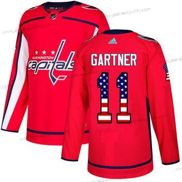 Adidas Miesten Washington Capitals #11 Mike Gartner Punainen Kotiottelupaita Aito USA Flag Ommeltu NHL Paita