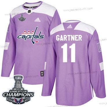 Adidas Miesten Washington Capitals #11 Mike Gartner Violetti Aito Taistelee syöpää vastaan Stanley Cup Final Champions Ommeltu NHL Paita