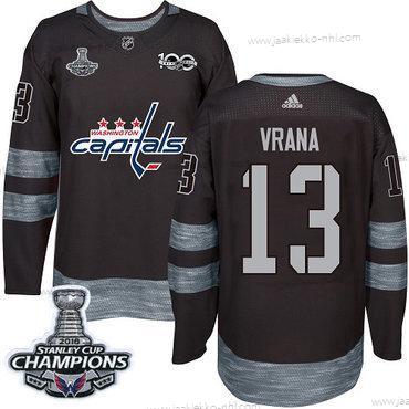 Adidas Miesten Washington Capitals #13 Jakub Vrana Musta 1917-2017 100th Vuosipäivä Stanley Cup Final Champions Ommeltu NHL Paita