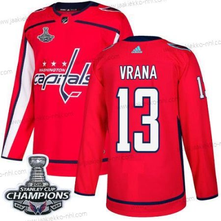 Adidas Miesten Washington Capitals #13 Jakub Vrana Punainen Kotiottelupaita Aito Stanley Cup Final Champions Ommeltu NHL Paita