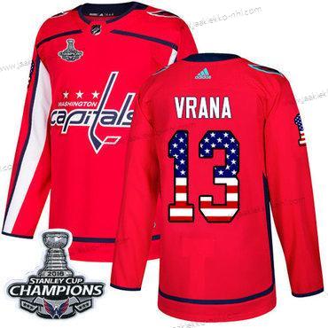 Adidas Miesten Washington Capitals #13 Jakub Vrana Punainen Kotiottelupaita Aito USA Flag Stanley Cup Final Champions Ommeltu NHL Paita