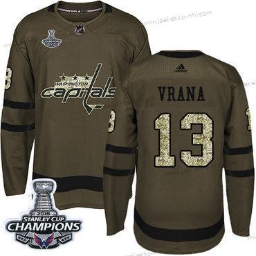 Adidas Miesten Washington Capitals #13 Jakub Vrana Vihreä Salute to Service Stanley Cup Final Champions Ommeltu NHL Paita